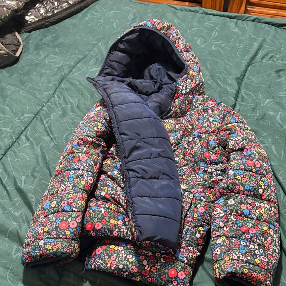 Floral Puffer Jacket with Hood